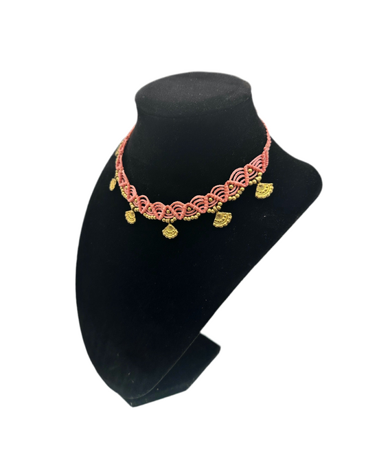 Baby pink macrame choker