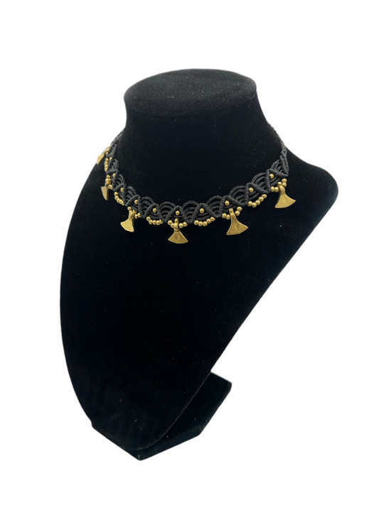 Black macrame choker