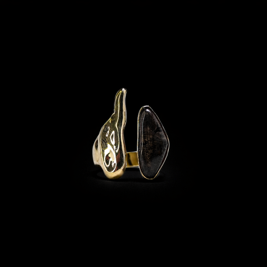 Asymmetric Flame Drop and Black Stone Ring