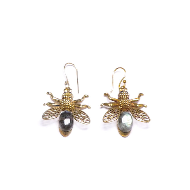 Labradorite Bee Drop Earrings
