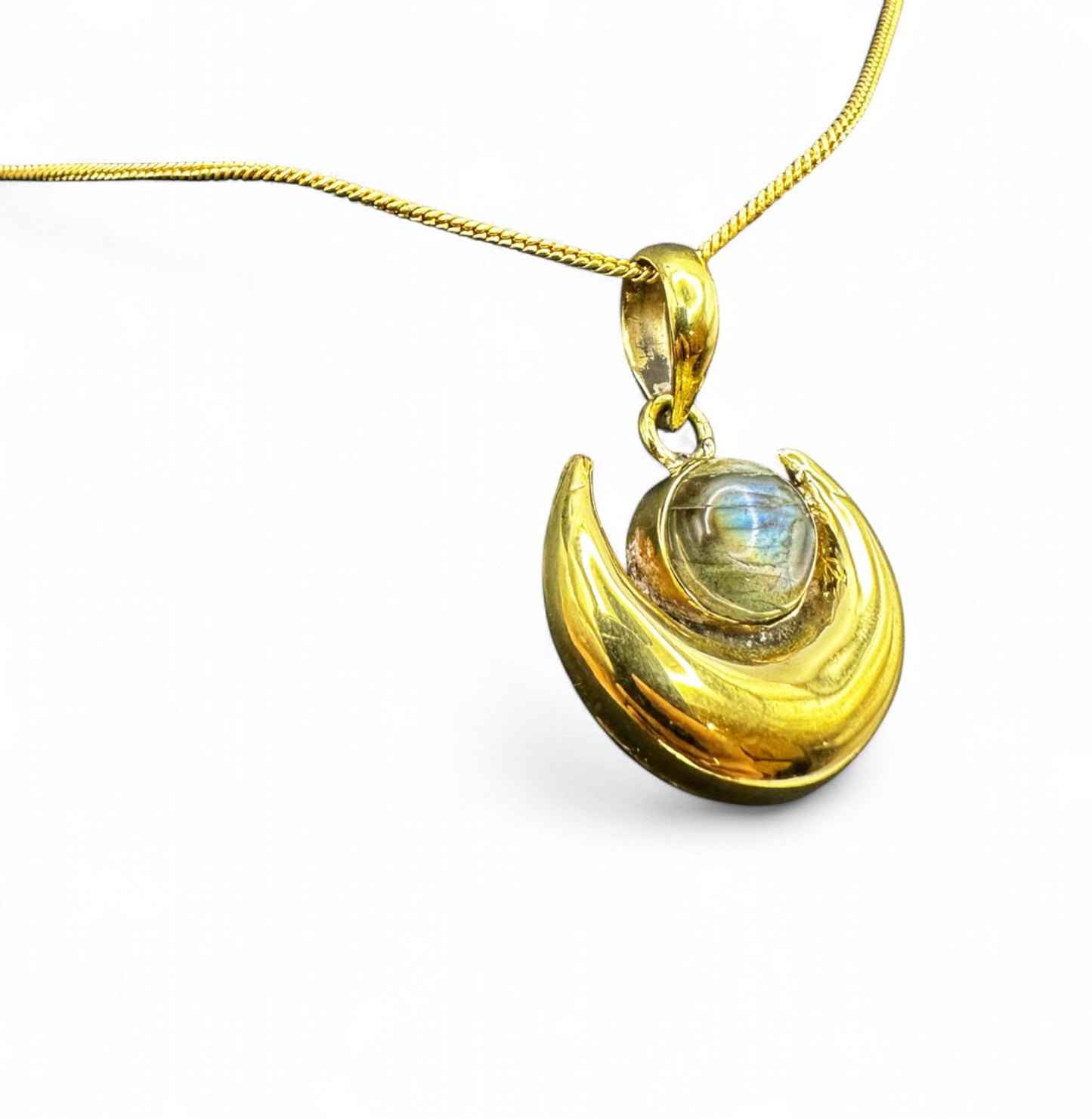 Labradorite Moon Pendant