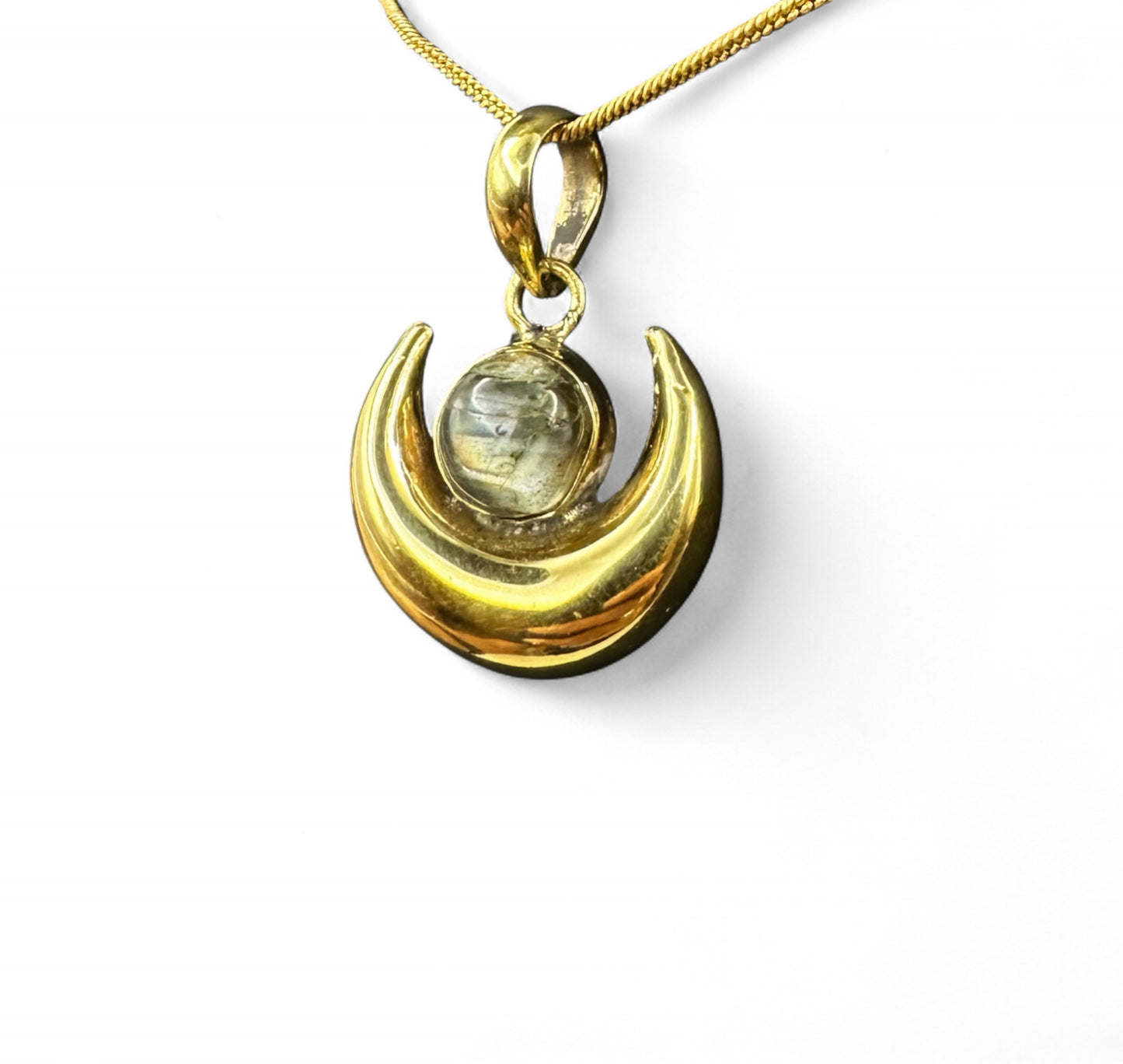 Labradorite Moon Pendant