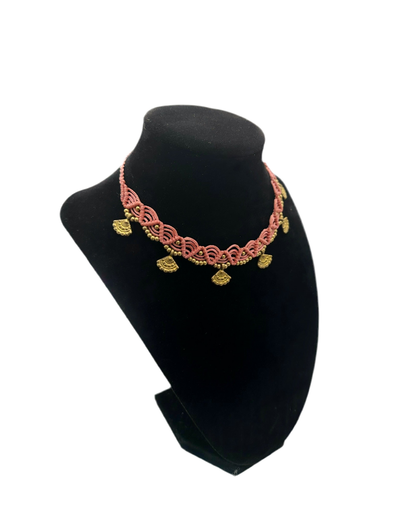 Baby pink macrame choker