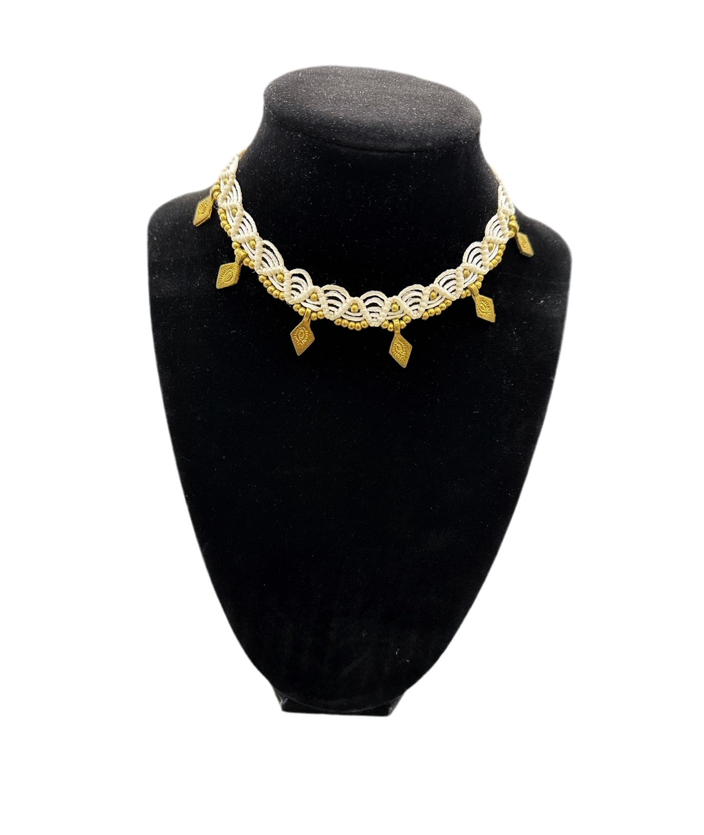 White macrame choker