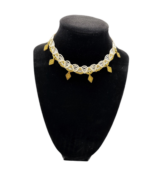 White macrame choker