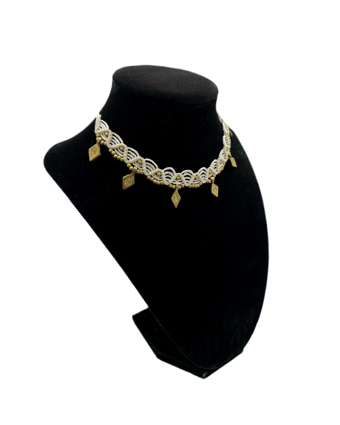 White macrame choker