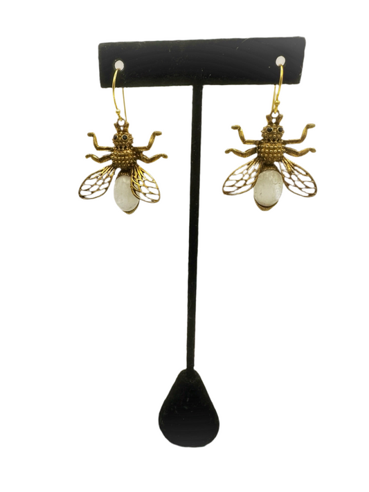Moonstone Bee Earrings