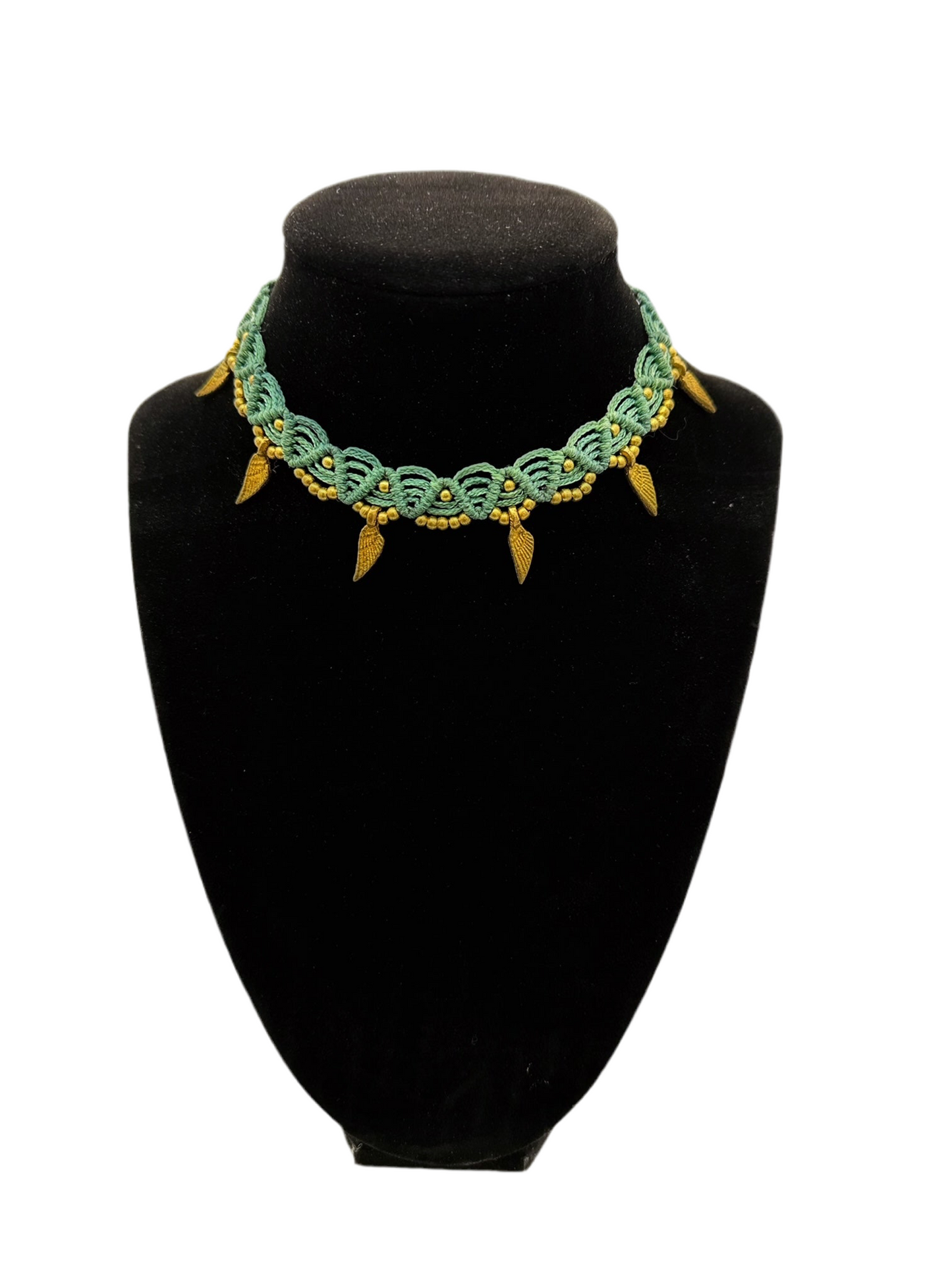 Teal macrame choker