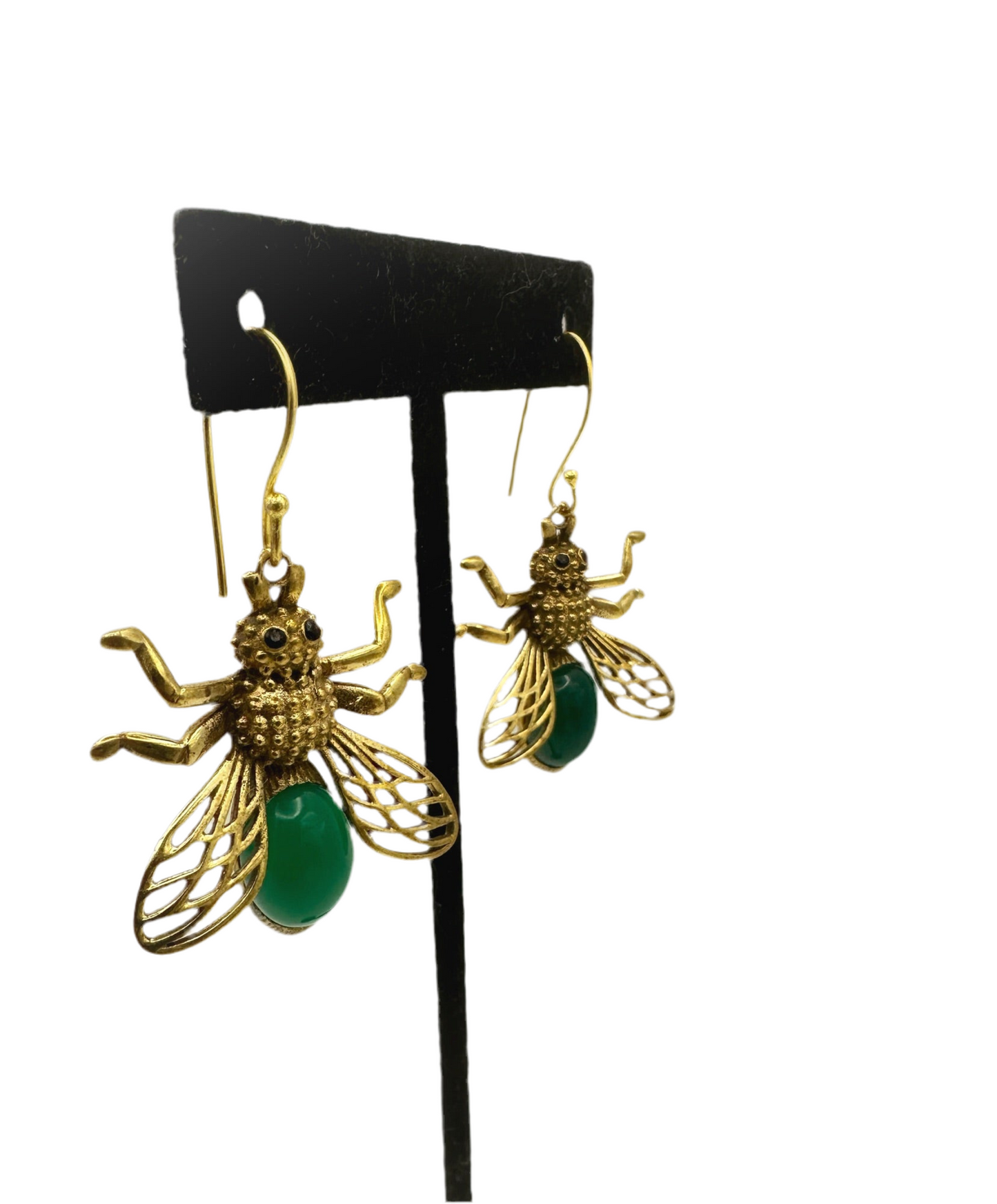 Green Onyx Bee Earrings