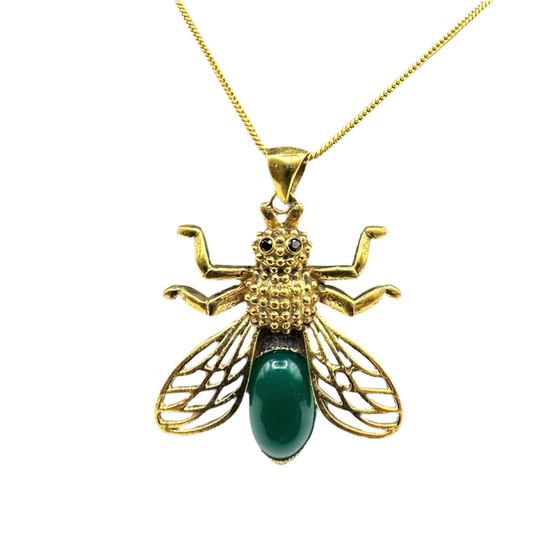 Green Onyx Bee Pendant