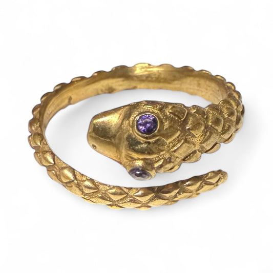 Snake ring with crystal eyes