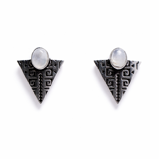 Tribal Triangle Stud Earrings