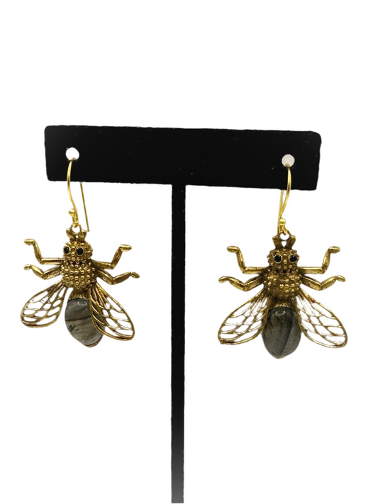 Labradorite Bee Earrings