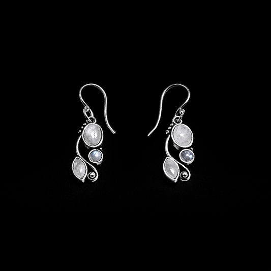 Triple Moonstone Vine Drop Earrings