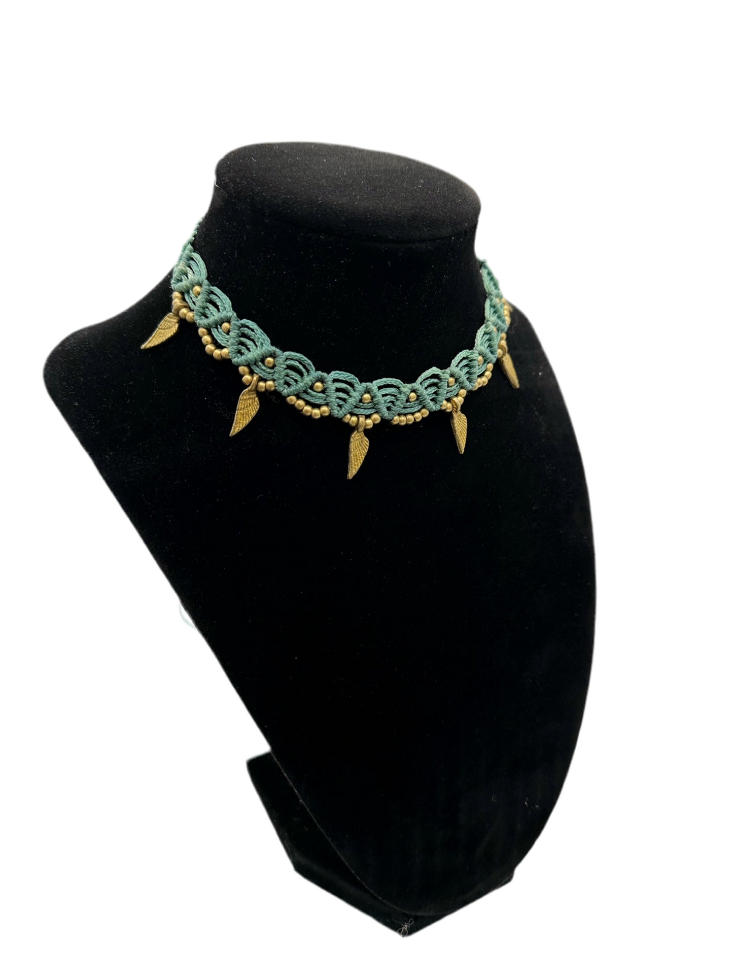 Teal macrame choker