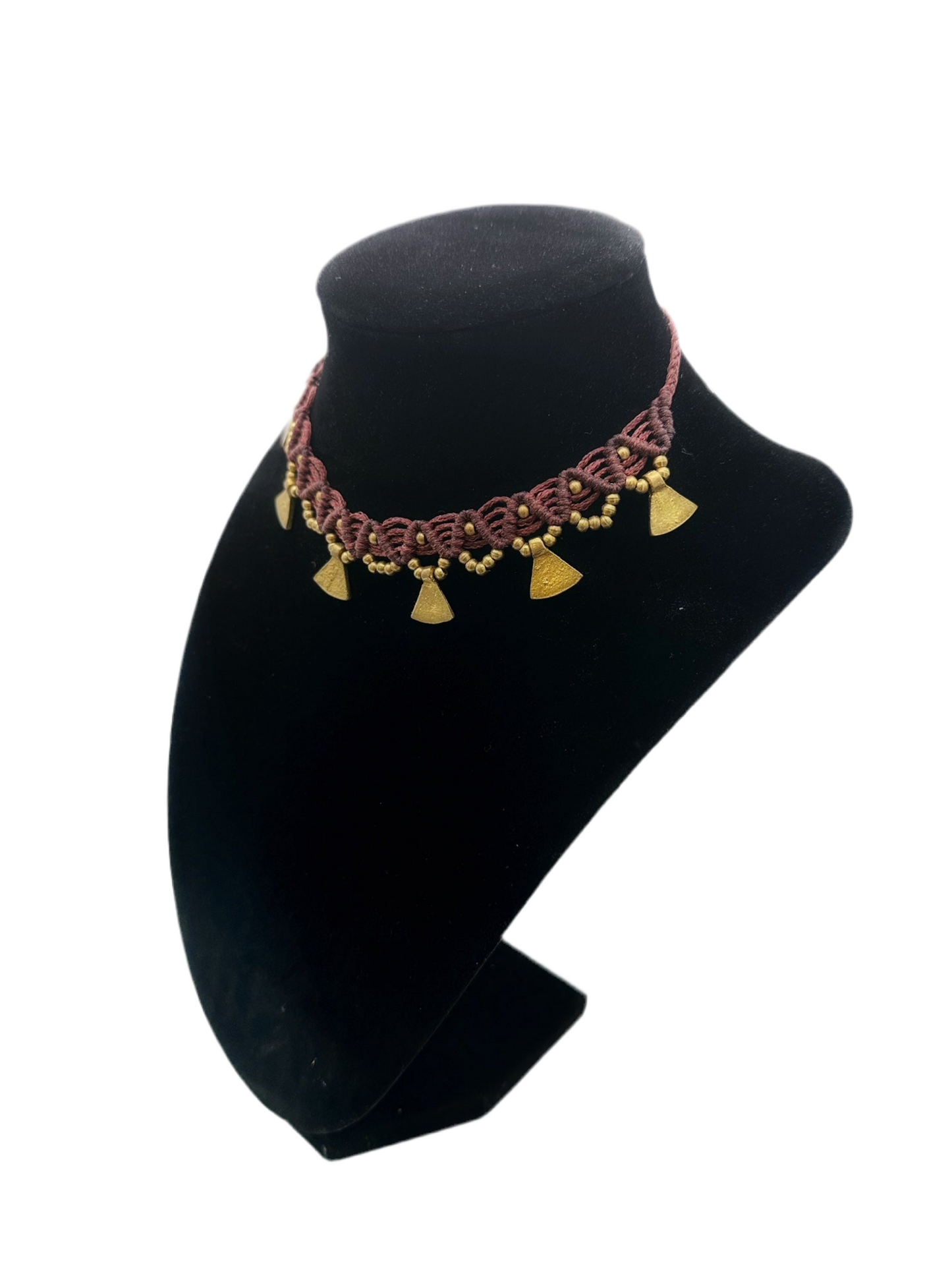 Maroon macrame choker