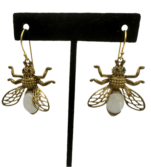 Moonstone Bee Earrings