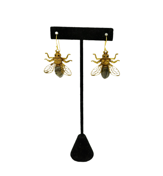 Labradorite Bee Earrings
