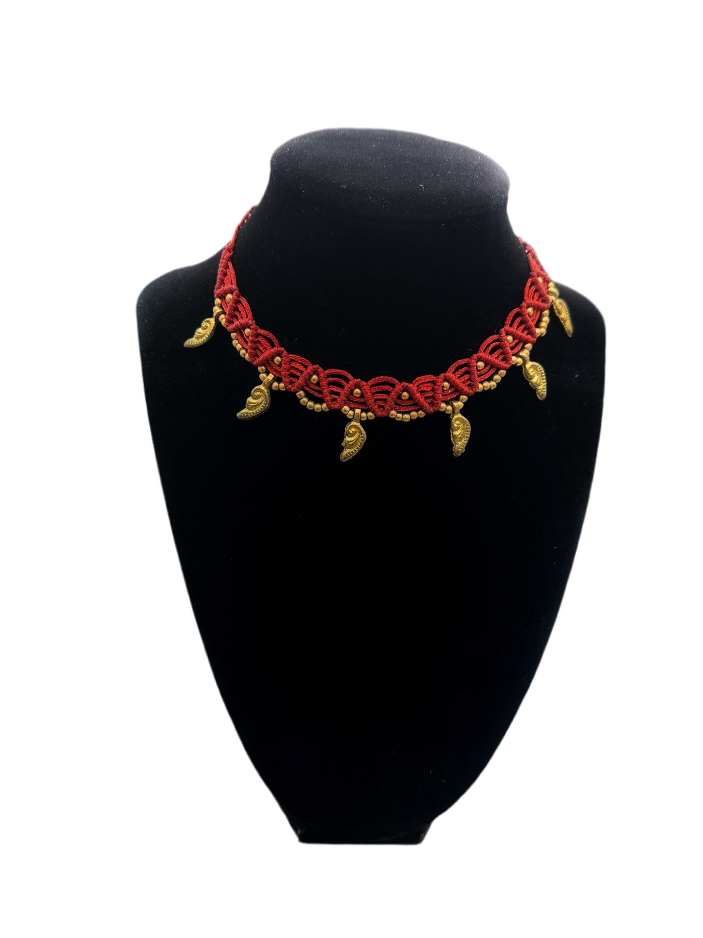 Red macrame choker