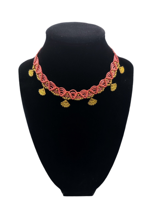Baby pink macrame choker