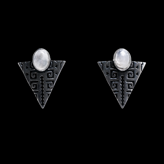 Tribal Triangle Stud Earrings
