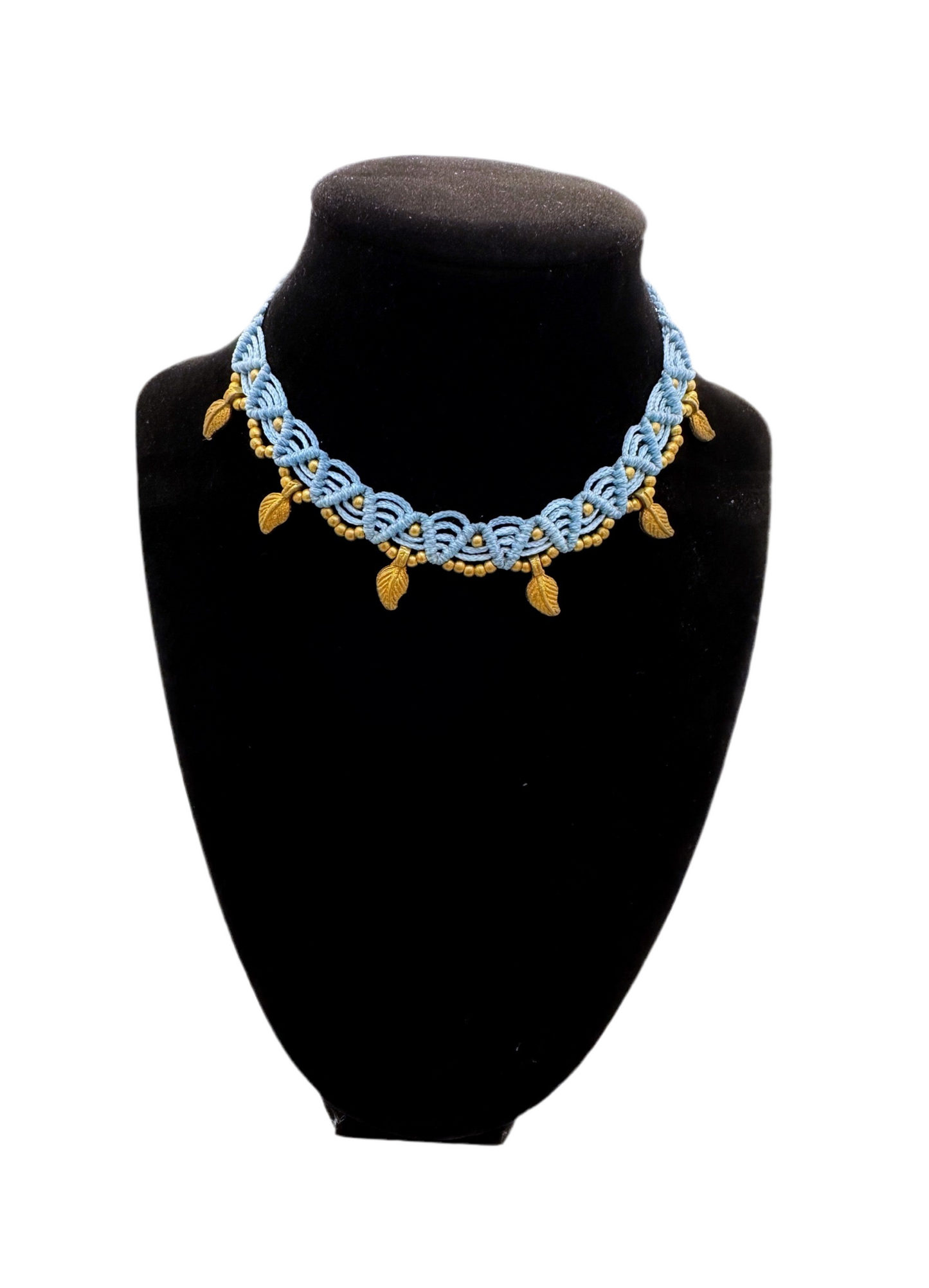 Blue macrame choker