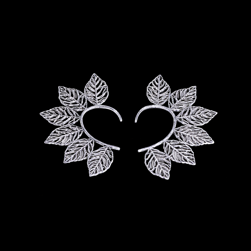 Openwork Leaf Halo Ear Cuffs