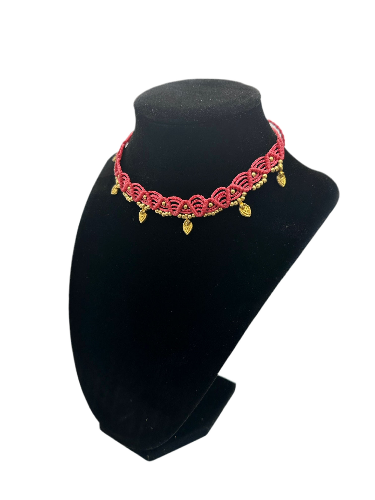 Pink macrame choker
