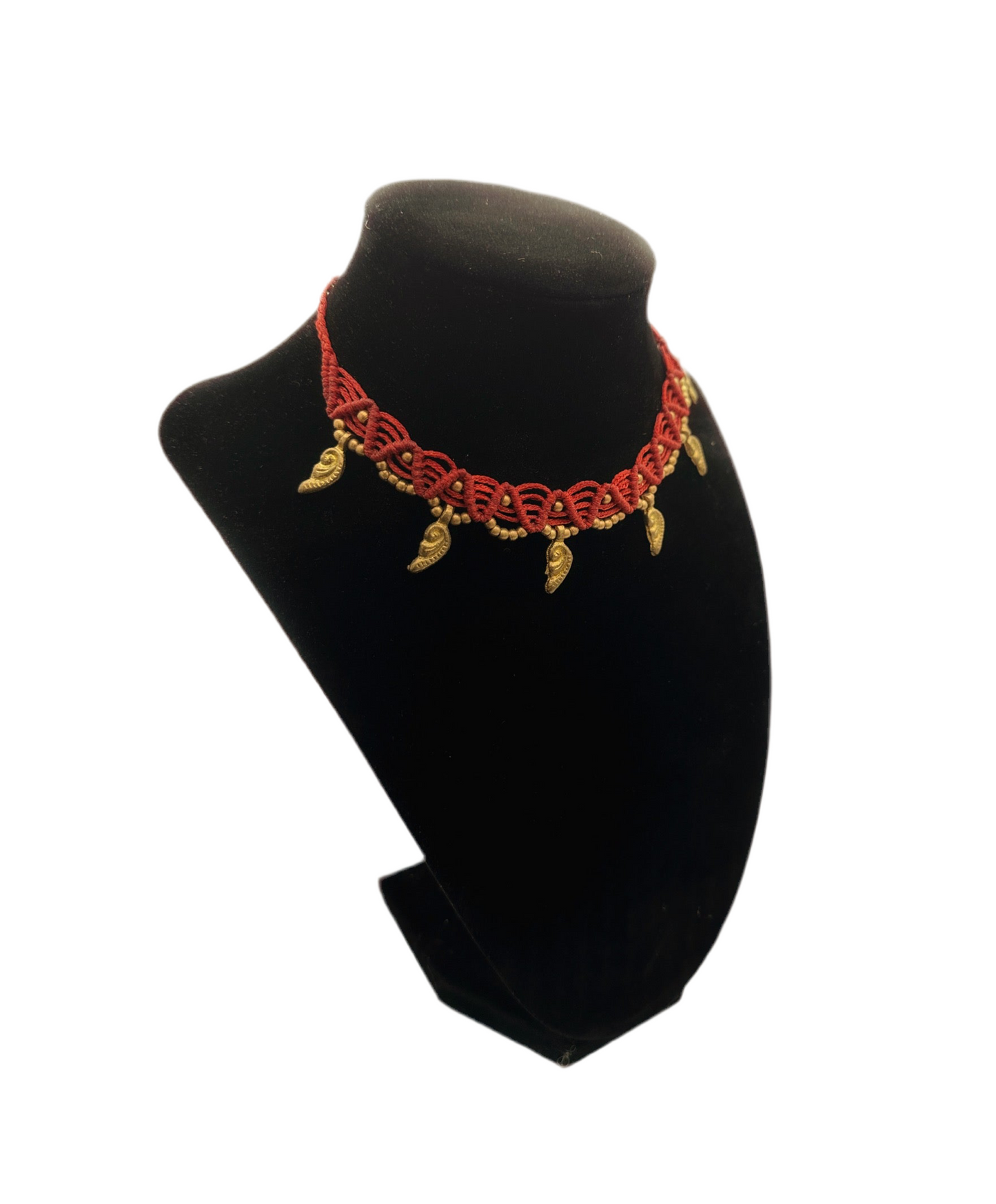 Red macrame choker