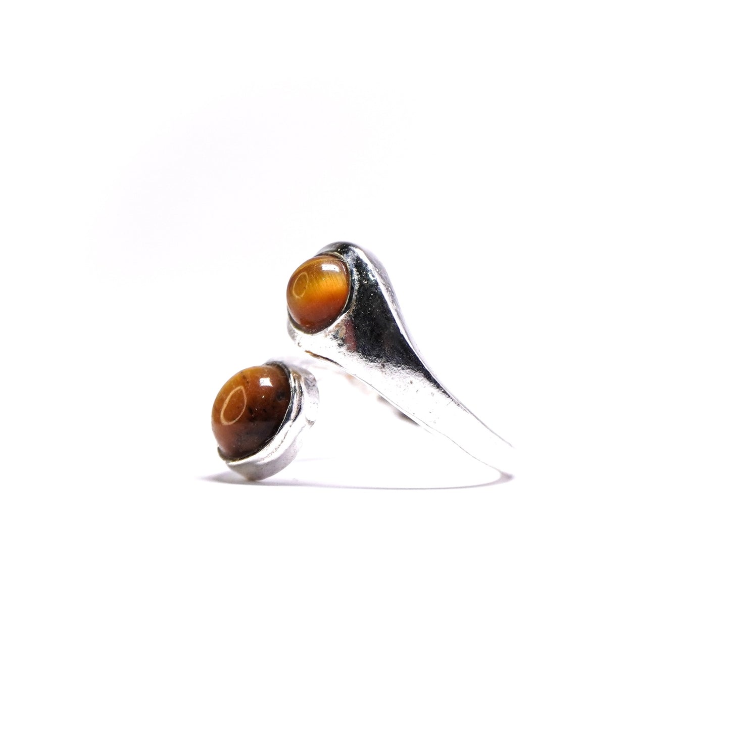 Adjustable Ring with Double Tiger Eye Stones