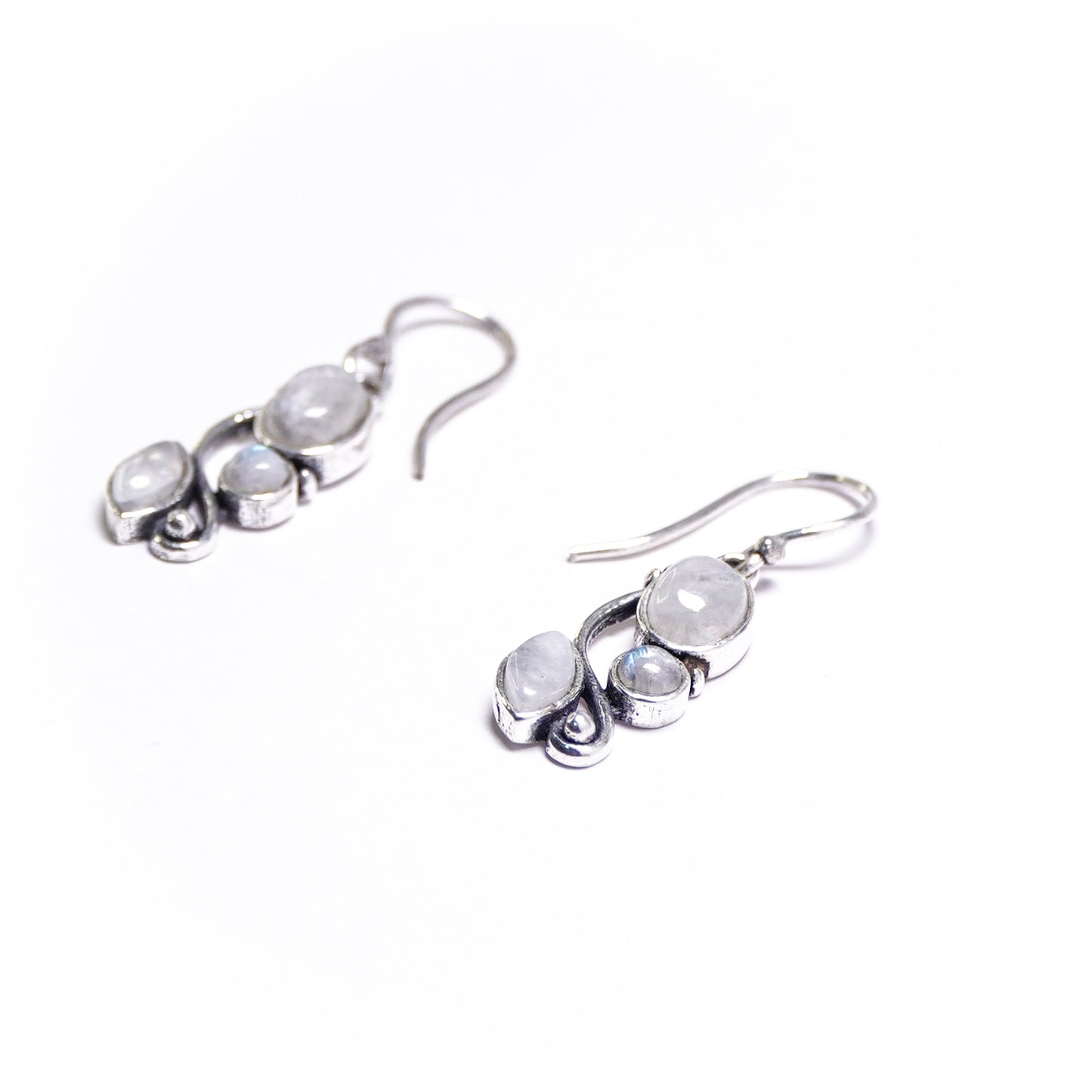 Triple Moonstone Vine Drop Earrings