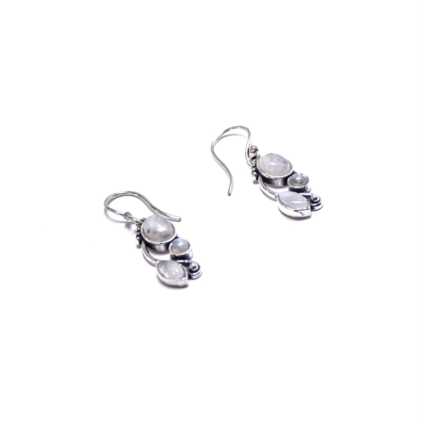 Triple Moonstone Vine Drop Earrings