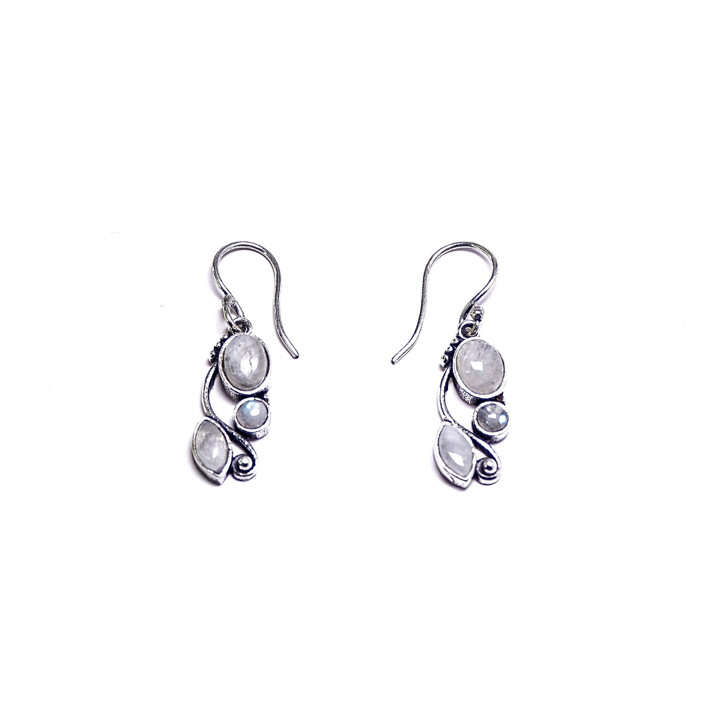 Triple Moonstone Vine Drop Earrings