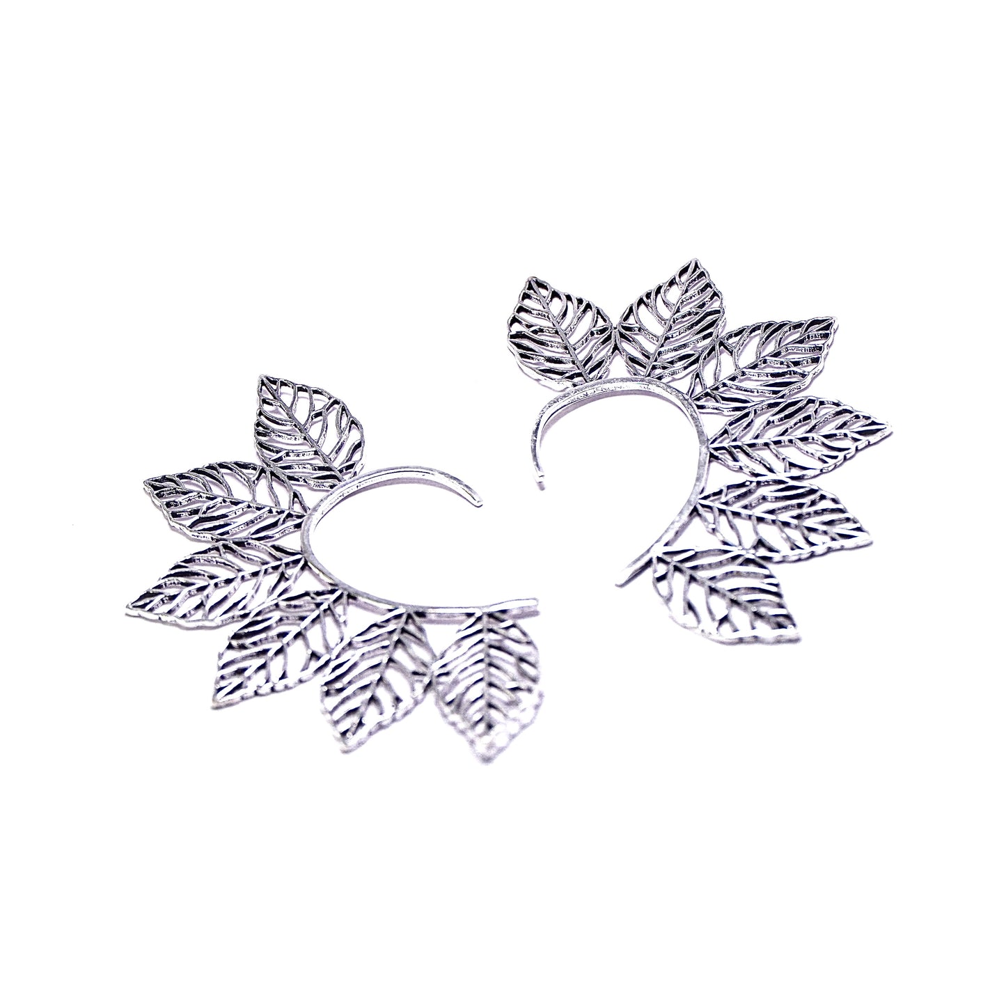 Openwork Leaf Halo Ear Cuffs