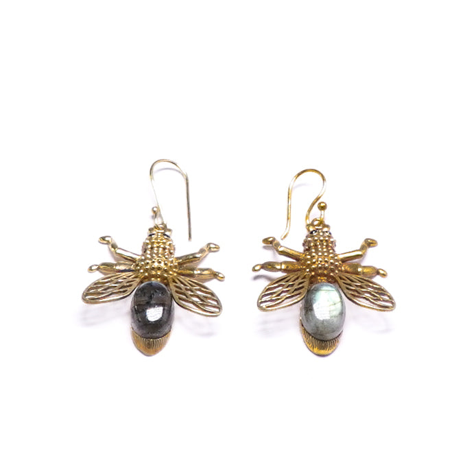Labradorite Bee Drop Earrings