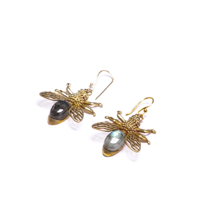 Labradorite Bee Drop Earrings