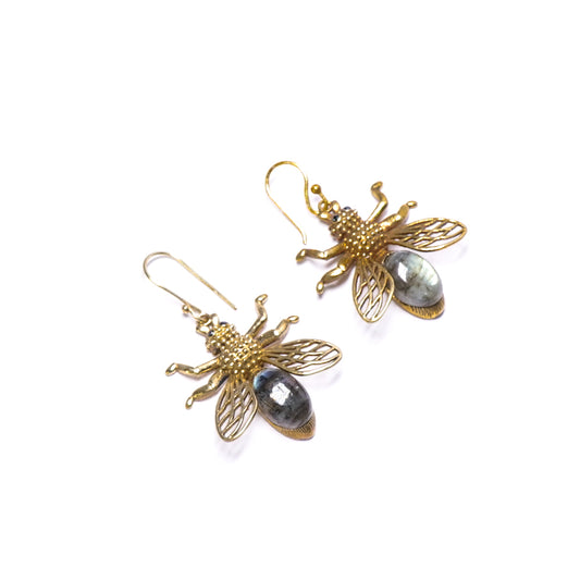 Labradorite Bee Drop Earrings