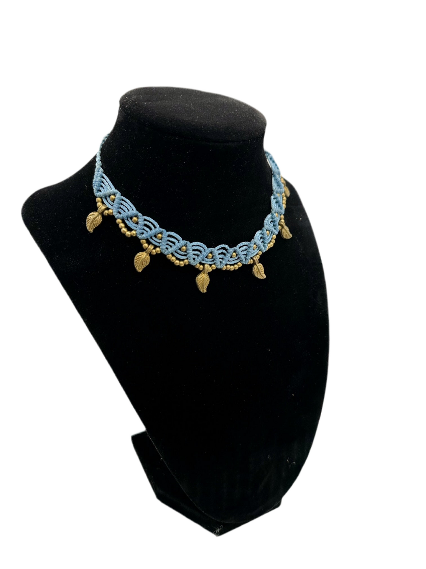 Blue macrame choker