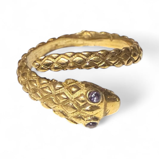 Snake ring with crystal eyes