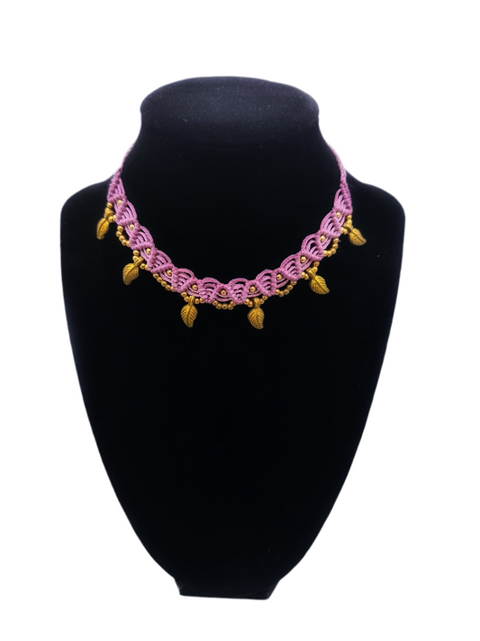 Lavender macrame choker
