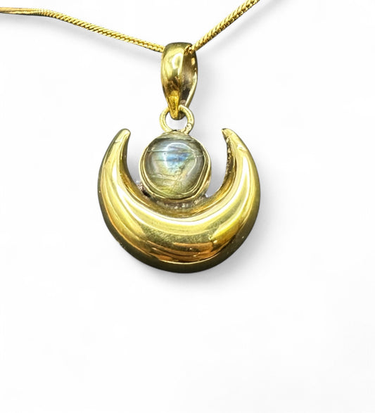 Labradorite Moon Pendant