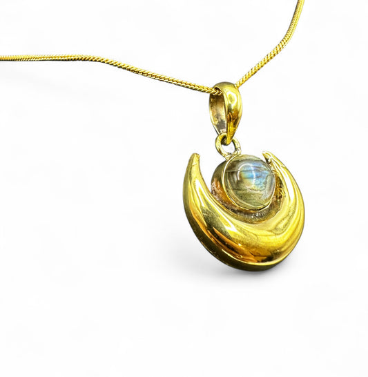 Labradorite Moon Pendant
