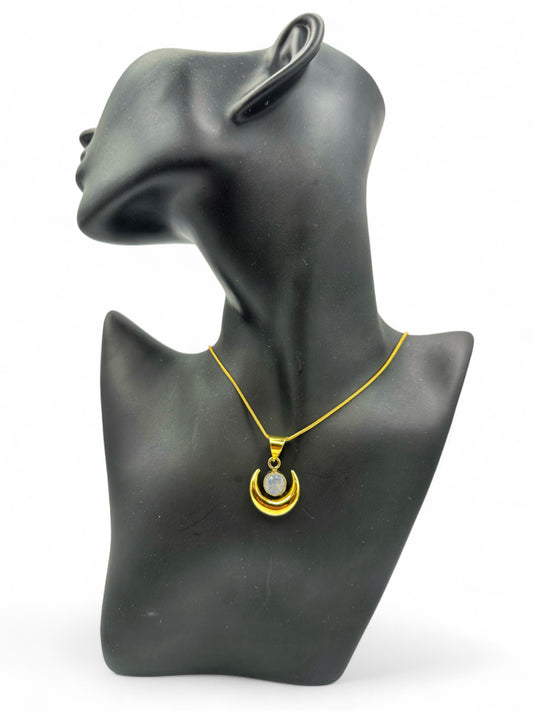 Moonstone Moon Pendant
