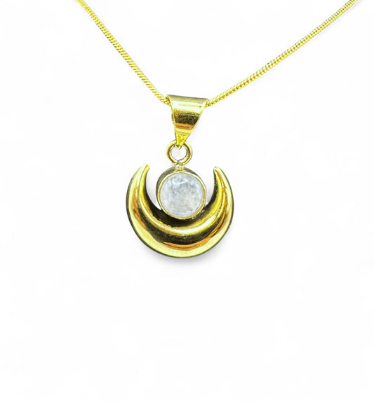 Moonstone Moon Pendant